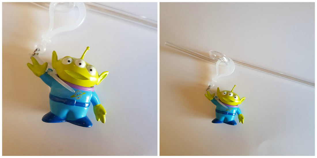 Little Green Alien Straw and Backpack Clip Pixar Fest