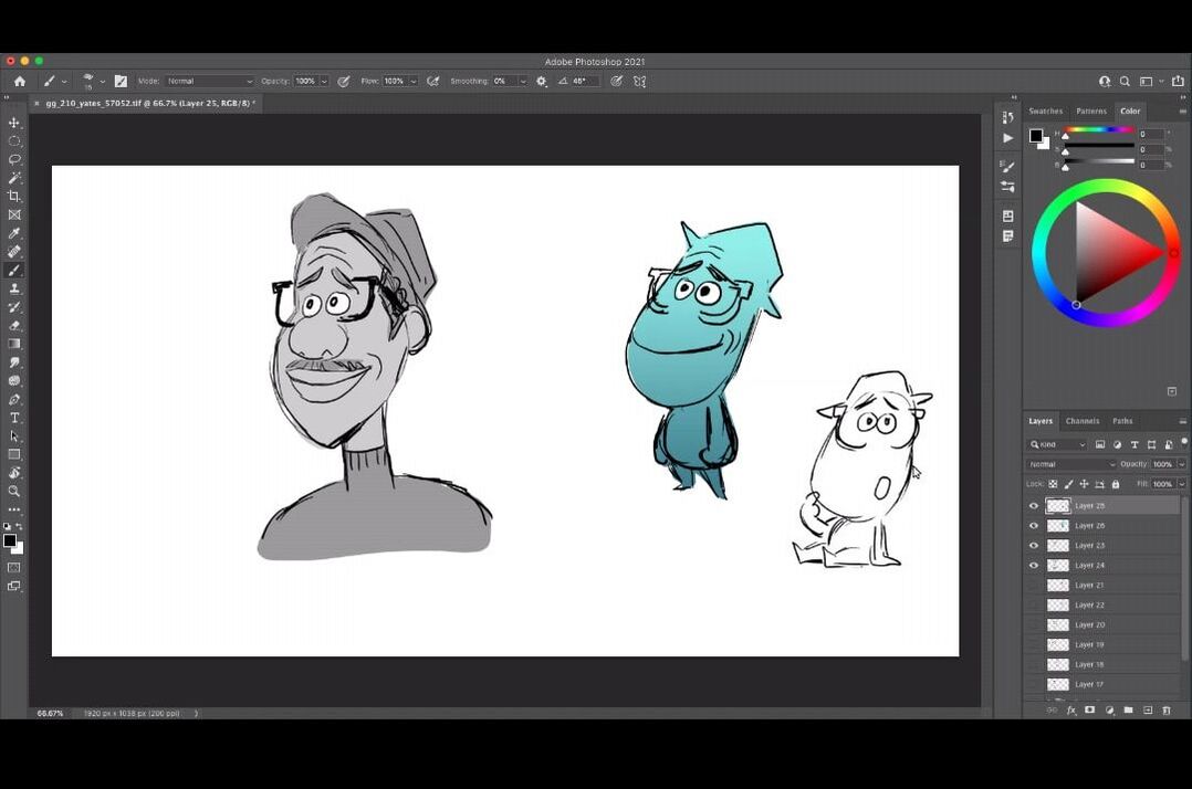 Learning how to draw Joe from Pixar's Soul 