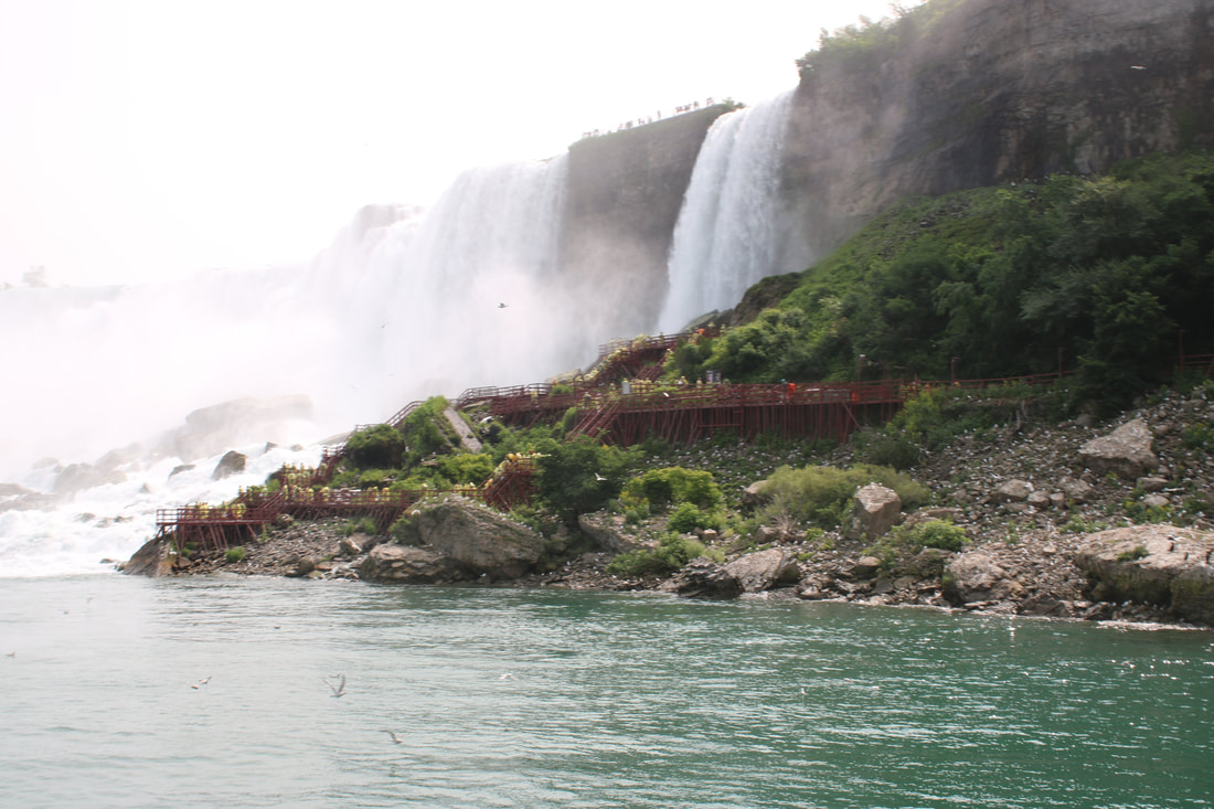 The boat tour takes you past the American Falls, Bridal Veil Falls, and circling past the Canadian Horseshoe Falls. The best spot in the boat is on the second floor towards the front. They do offer indoor accommodations, but the best views are from the top deck.
