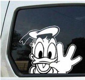 Donald Duck Waving Car Sticker