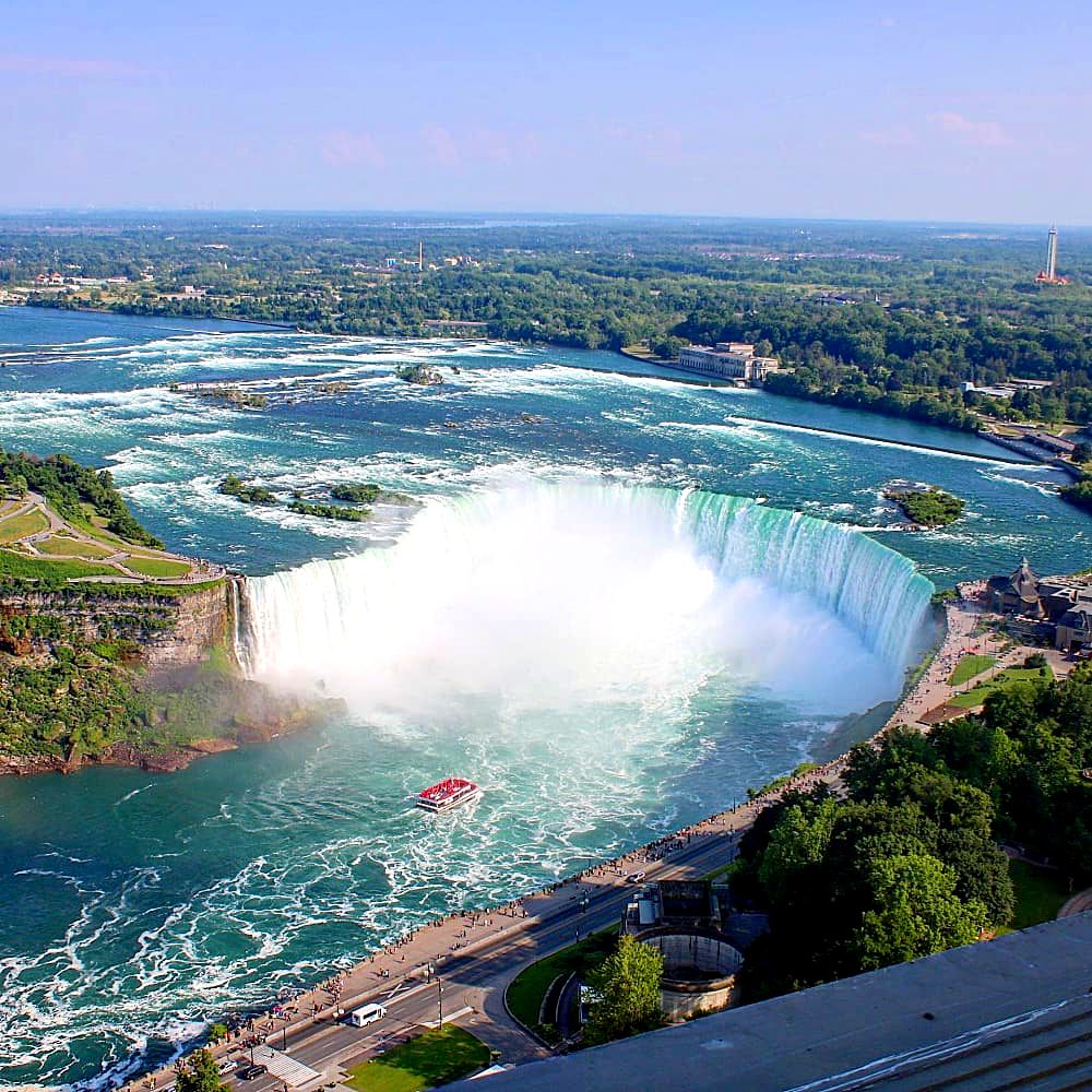 Aerial view of Niagara Falls: Skylon Tower