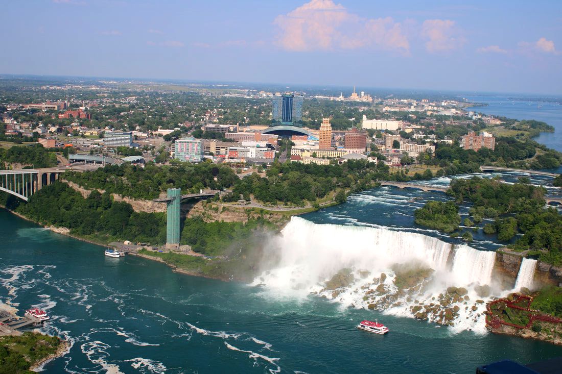 Aerial view of Niagara Falls: Skylon Tower