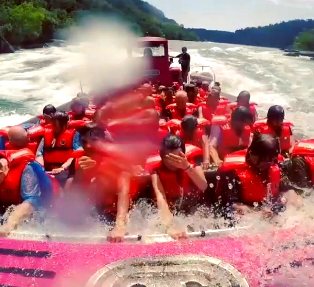 Getting soaking wet at Niagara Falls: Whirlpool Jet Boat Tour